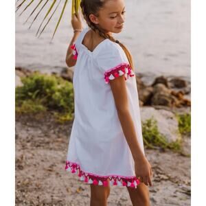 PICCOLI PRINCIPI Penelope White Dress Tassel Coverup Pink 6